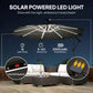 10 ft Offset Patio Umbrella with Solar Light, Garden Hanging Parasol with 360° Rotation, Tilt, Cover, Black