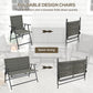 Outdoor 4 Pieces Patio Furniture Set, Garden Set with Two Foldable Armchairs, a Loveseat & Glass Top Table, Mixed Grey