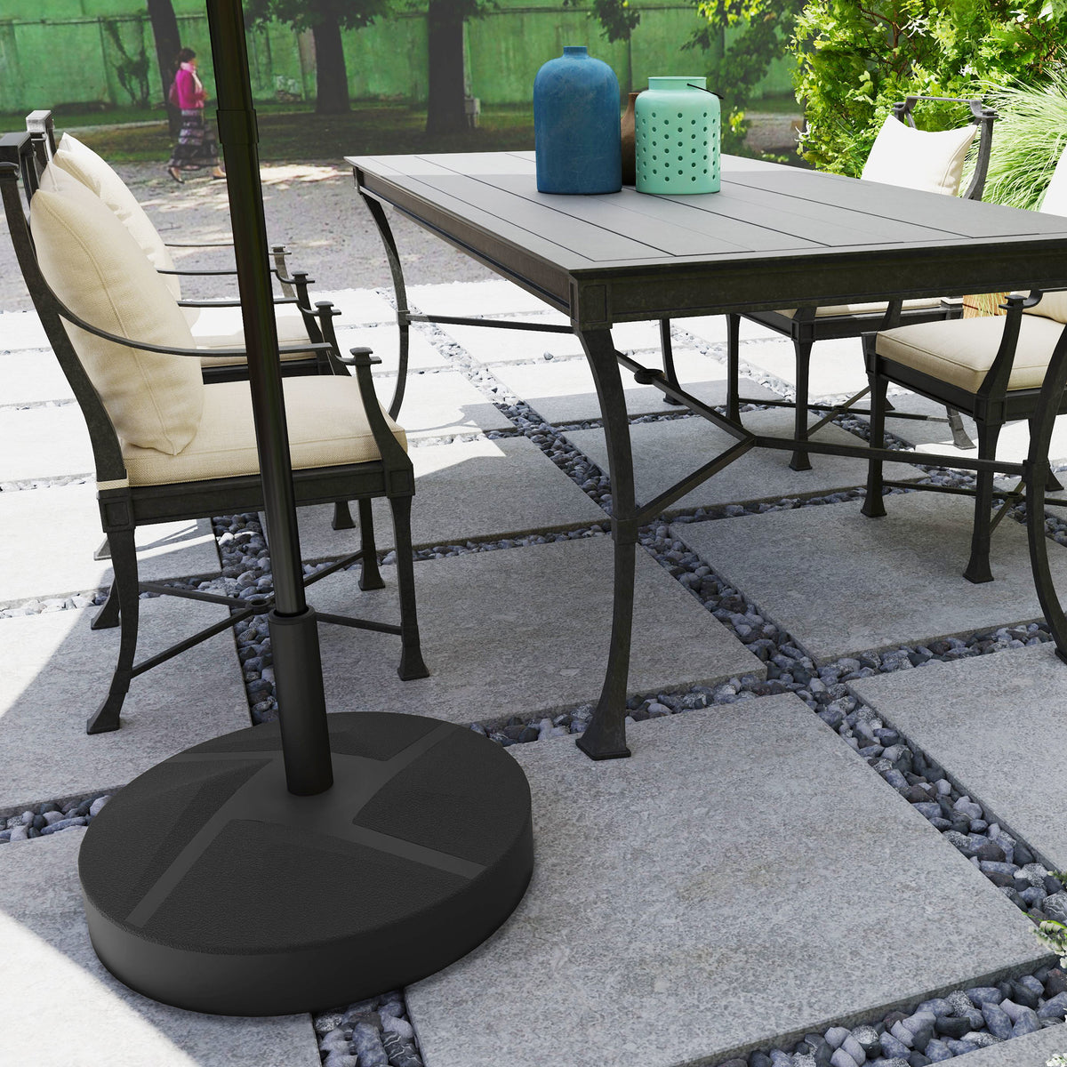 Patio Umbrella Base Holder, Heavy Duty Outdoor Umbrella Stand Base, Sand/Water Filled, Φ22" x 15.7" H, Black