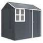 Metal Garden Storage Shed, Outdoor Tool Storage House with Lockable Door, Vents, Sloped Roof, Light Grey