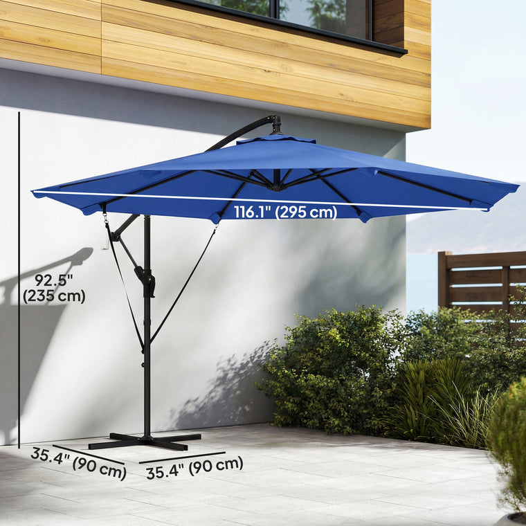 10' Navy Blue Cantilever Patio Umbrella with 8 Ribs & Cover