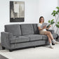 3 Seater Sofa with USB Ports & Cup Holders, Chenille-Feel Upholstered Couch for Living Room, Grey