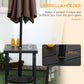 Outdoor Side Table, Patio End Table with Umbrella Hole, Small Coffee Table with Steel Frame for Balcony, Black