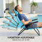 Set of 2 Beach Chair 5-Position Adjustable Folding Camping Chair with Headrest Armrests Light Blue