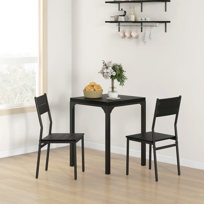 3-Piece Dining Table Set for 2 with Metal Legs
