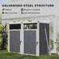 Double Garbage Bin Shed, Lockable Outdoor Storage Shed with Openable Lid, Galvanized Frame for Garden Patio, Dark Grey