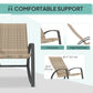 2 Pieces Wicker Patio Rocking Chair Set, Rattan Outdoor Rocking Chair Set with High Back, Armrests for Garden, Khaki