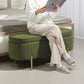 Upholstered Bedroom Bench, Channel Tufted Ottoman Bench with Thick Padding and Metal Legs, Dark Green