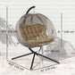Double Egg Chair with Stand, 2 Person Hanging Swing Egg Chair with Cushion, Pockets, Khaki