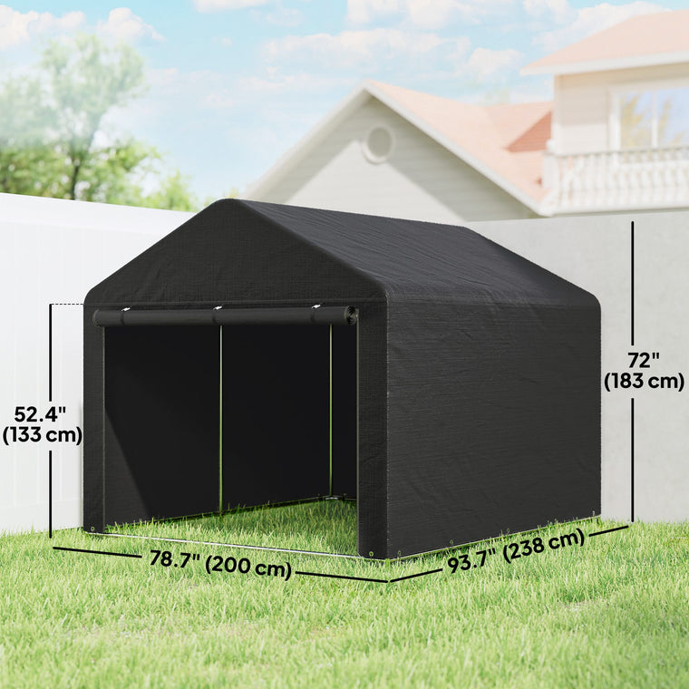 6.6' x 7.8' Galvanized Steel Bike Storage Shed with Roll-Up Door