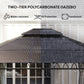 10' x 12' Outdoor Gazebo Canopy, Double Roof Hardtop Gazebo with Polycarbonate Roof, Steel Frame, Nettings and Curtains