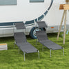 2Pcs Outdoor Lounge Chair, Adjustable Folding Chaise Lounge with Sun Shade for Beach, Camping, Hiking, Grey