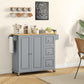 Kitchen Island on Wheels, Kitchen Cart with Drop Leaf, Drawers, Grey