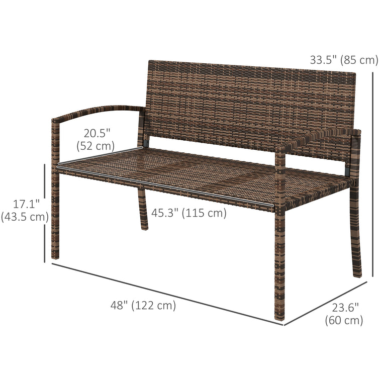 Rattan Wicker Loveseat Garden Furniture Leisure Chair with Armrests Brown