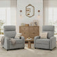 Manual Recliner Single Sofa Chair, Linen-Touch Home Theater Seating Armchair for Living Room, Light Grey