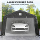 Portable Garage, Heavy Duty Carport Canopy with Ventilation Windows and Large Roll-up Door, Dark Grey