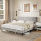 King Size Bed Frame with Upholstered Headboard, Modern Platform Bed Frame with Wood Slats, 1100 lbs Capacity, Grey
