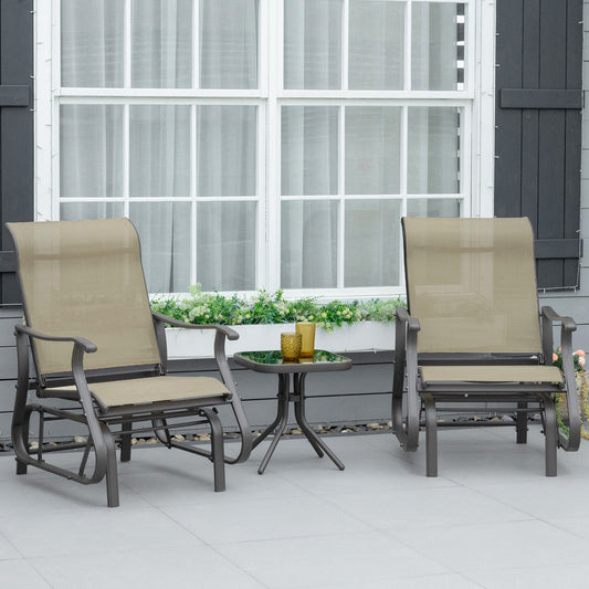 3PCs Gliding Rocking Chair & Bistro Tea Table Set, Mixed Grey - Grey Green