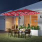 173.2" Double-Sided Sun Umbrella Garden Parasol Patio Sun Shade Outdoor with LED Solar Light, No Base Included, Wine Red
