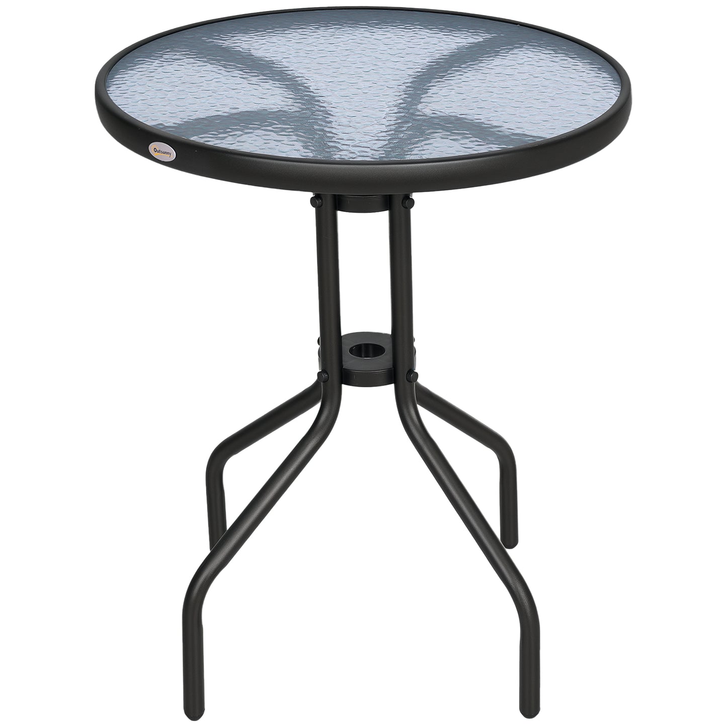 24" Patio Table Round Tempered Glass Top Outdoor Dining Steel Frame Backyard