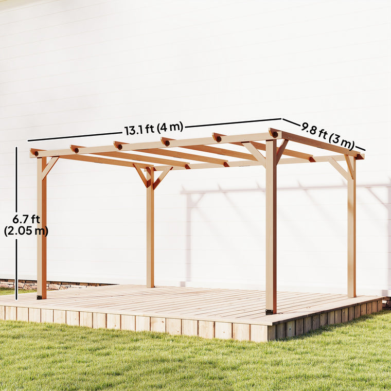 10' x 13' Natural Wood Pergola with Grape Trellis