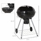 Portable Kettle Charcoal Grill for Outdoor Grilling Heat Control BBQ Barbecue
