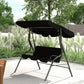Outdoor Porch Swing with Adjustable Canopy, 3-Seater Patio Swing Chair with Cushion, Black - Black