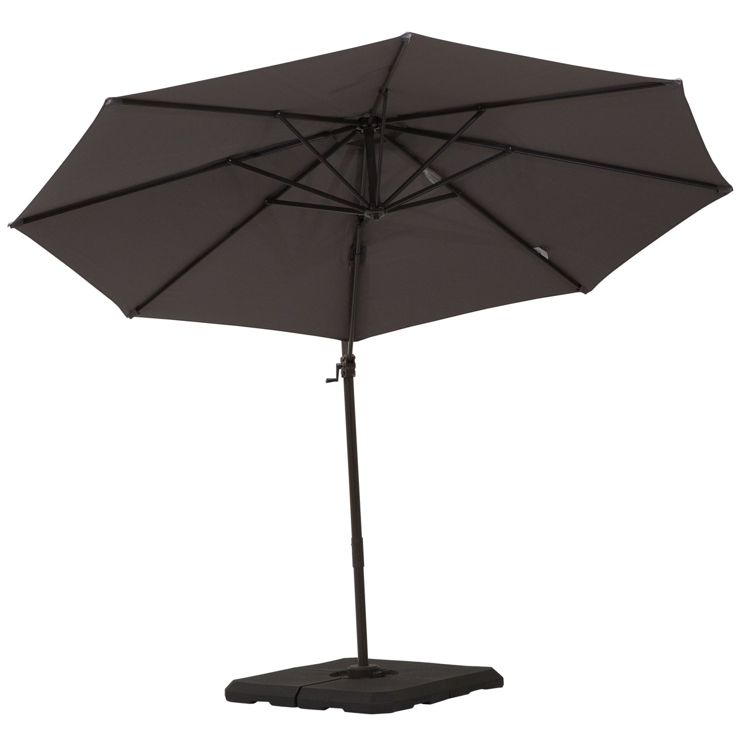 10ft Cantilever Patio Umbrella with 360° Rotation, Crank & Cross Base for Garden Deck Pool Backyard, Grey