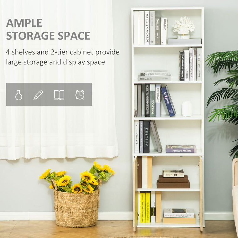 4-Tier Bookshelf with Doors