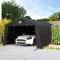 Portable Garage, Heavy Duty Carport Canopy with Ventilation Windows and Large Roll-up Door, Dark Grey