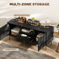 Modern TV Console for TVs up to 50 Inch, Entertainment Center with Smart RGB LED Lights and Soft Close Doors, Black
