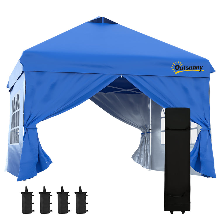 10' x 10' Blue Pop Up Sun Shelter with Wheeled Bag