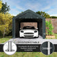 Carport, 10 x 20 ft Portable Garage with 2 Roll-Up Doors and Removable Sidewalls for Car, Truck, Boat, Dark Grey