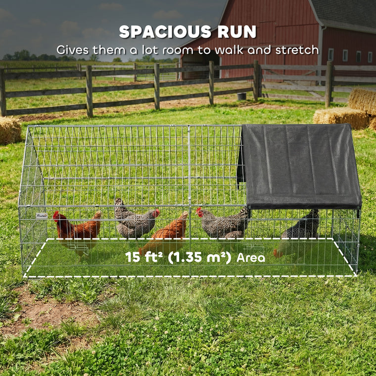 71" Black Metal Chicken Coop with UV-Resistant Cover