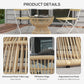Rattan Outdoor Coffee Table, Patio End Table with Tempered Glass Tabletop & Steel Frame, Wicker Furniture, Nature Wood