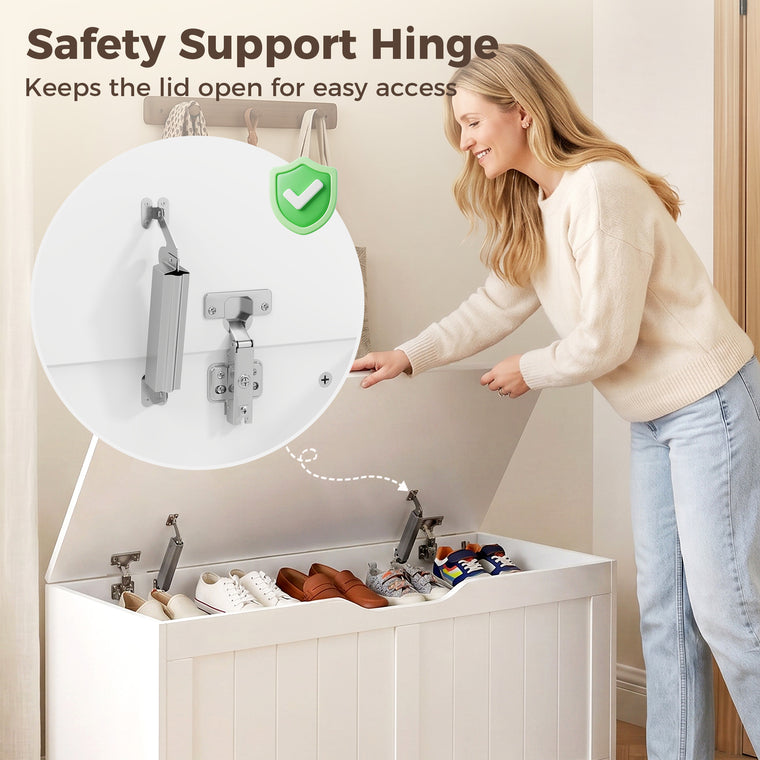 Lift-Top Storage Bench with Safety Hinges