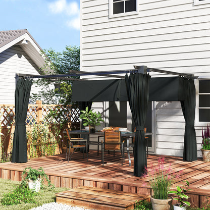 10' x 13' UPF30+ Pergola Sun Shade Shelter with Curtains
