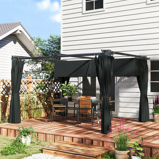 10' x 13' UPF30+ Pergola Sun Shade Shelter with Curtains