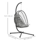 Hanging Egg Chair with Stand, Foldable Wicker Rattan Swing Chair with Thick Cushion, Light Grey