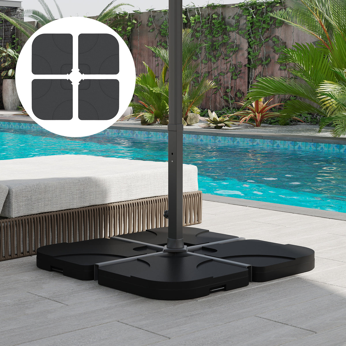Black 4-Piece Portable Umbrella Base Weights