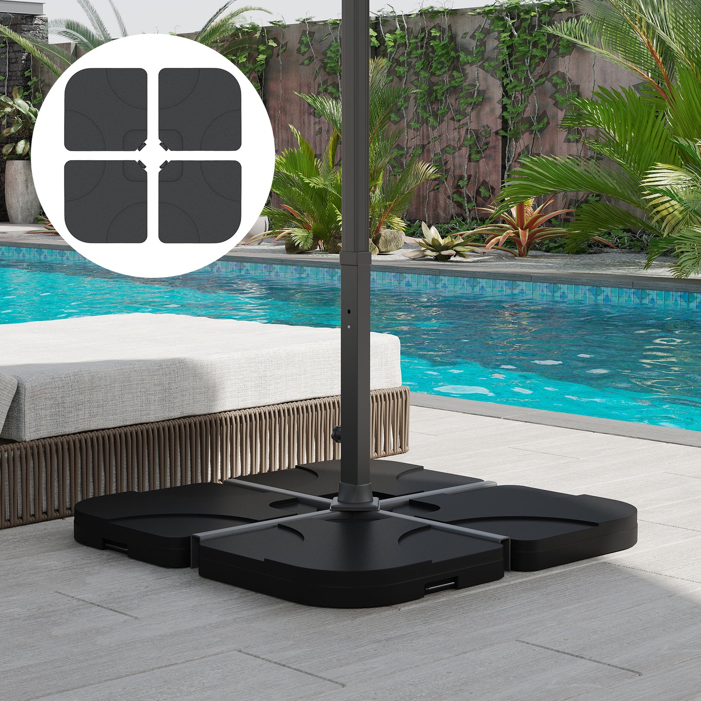 Black 4-Piece Portable Umbrella Base Weights