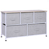 5-Drawer Linen Dresser Tower with Metal Frame - Grey