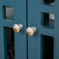 Storage Cabinet with Fretwork Doors and Shelf, Modern Freestanding Sideboard, Buffet, Blue