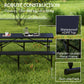 6FT 3PCS Faux Rattan Outdoor Camping Table Bench Set with Carrying Handles, Folding Picnic Table with 2 Benches, Black