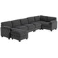 Oversized U-Shape Modular Corduroy Sectional - Charcoal Grey