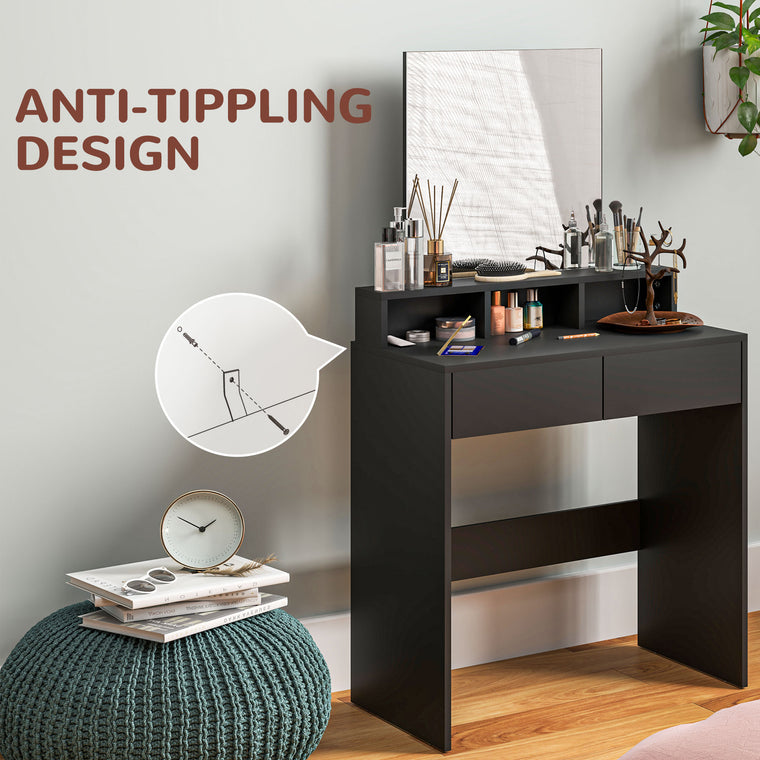 Makeup Vanity Desk with Mirror and Drawers - Black