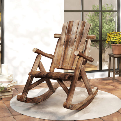 Carbonized Wood Adirondack Rocker with Slatted Seat