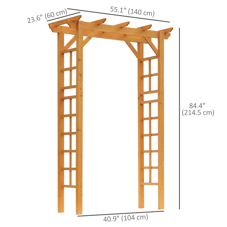 85" Orange Wooden Garden Arbour with Trellis