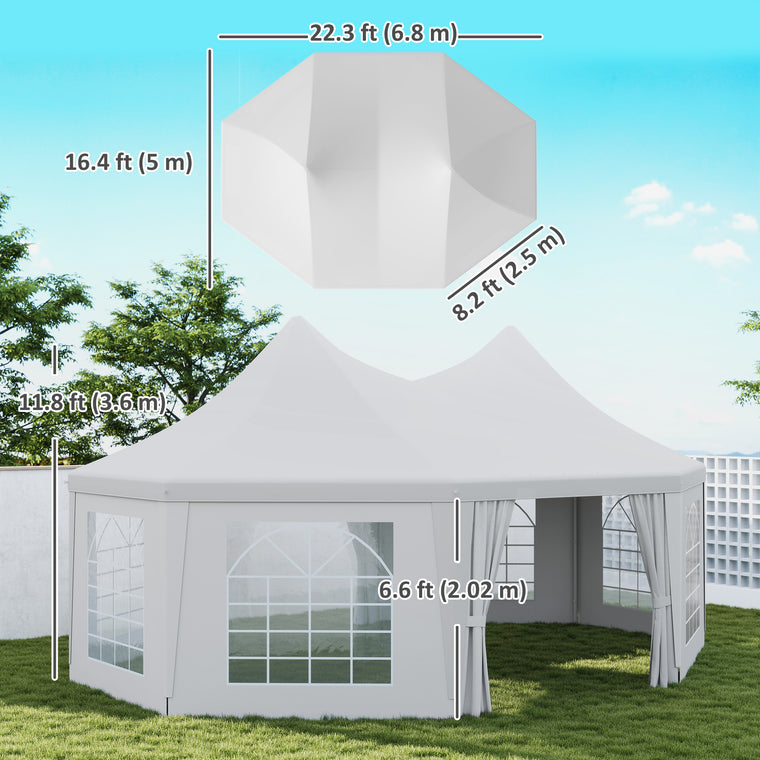 16' x 22' White Octagonal Party Tent Gazebo