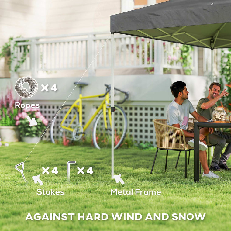 9.8' x 9.8' Dark Grey Waterproof Pop-Up Canopy Tent